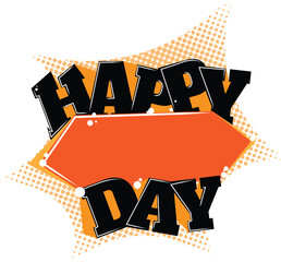 Vector art of happy day announcement with orange and black color scheme