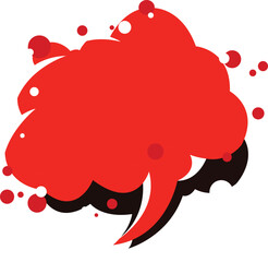 Vector art of red speech bubble with splatters