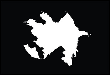 Obraz premium An outline of Azerbaijan in white, set against a solid black backdrop. This image captures the simple shape and borders of the nation