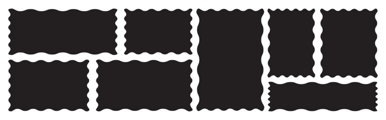Zig zag wavy edge rectangle frame or border shapes set. Set of Rectangle frames zigzag edge with doodle curvy squiggly wavy, zigzag frame, zigzag edge stickers. 