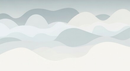 Overlapping smooth undulating shapes create a minimalist landscape abstraction