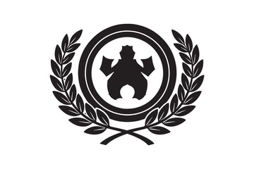 Minimalist laurel wreath with bear emblem