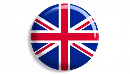 "Round badge featuring the Union Jack flag, symbolizing British identity and heritage."