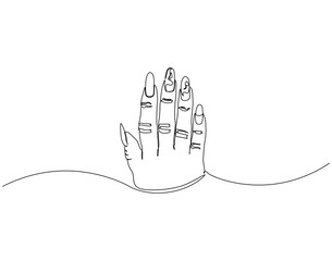 Continuous line drawing of nails art. Single line illustration of nail art. Fashion, wellness, beauty, selfcare concept. Editable outline