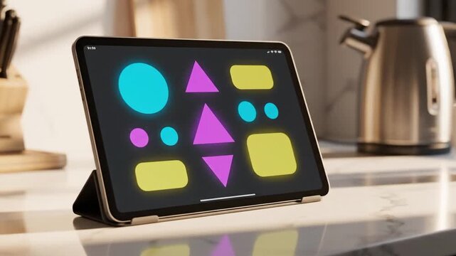Geometric Shapes on Tablet Screen