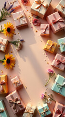 Obraz premium Festive Celebration with Gifts and Blooms