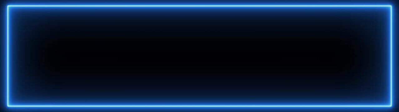 rectangle frame icon animation glowing neon pink and blue color bordar frame display box round shape retro screen photo frame rotation seamless footage line movement on black background