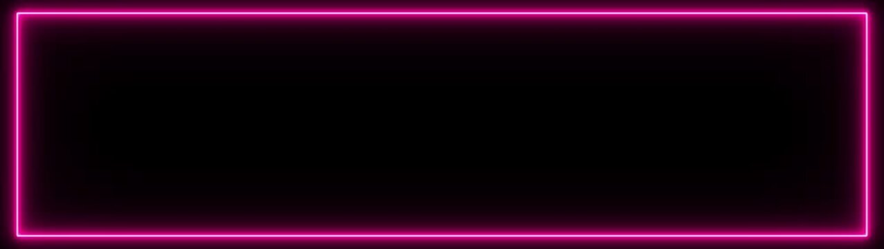 rectangle frame icon animation glowing neon pink and blue color bordar frame display box round shape retro screen photo frame rotation seamless footage line movement on black background
