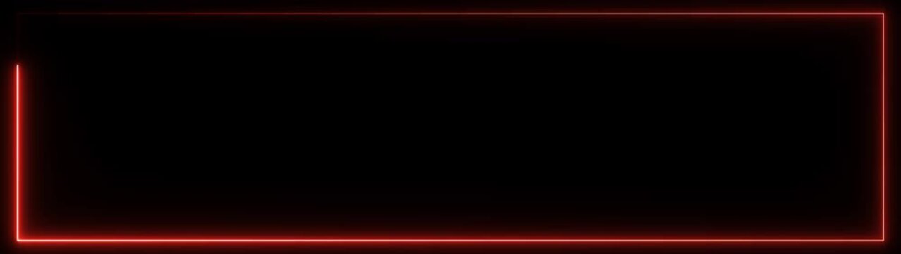 Glowing neon rectangle frame icon animation on black background.