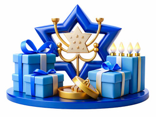 a star of david with presents and candles