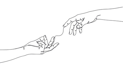 Fototapeta premium Digital Love Connection: Hands Reaching