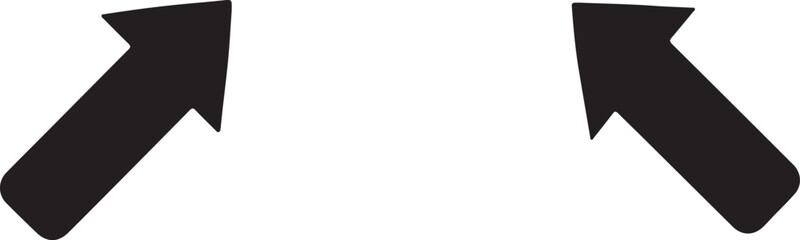 Two Black Silhouette Arrows Pointing Diagonally Upwards direction