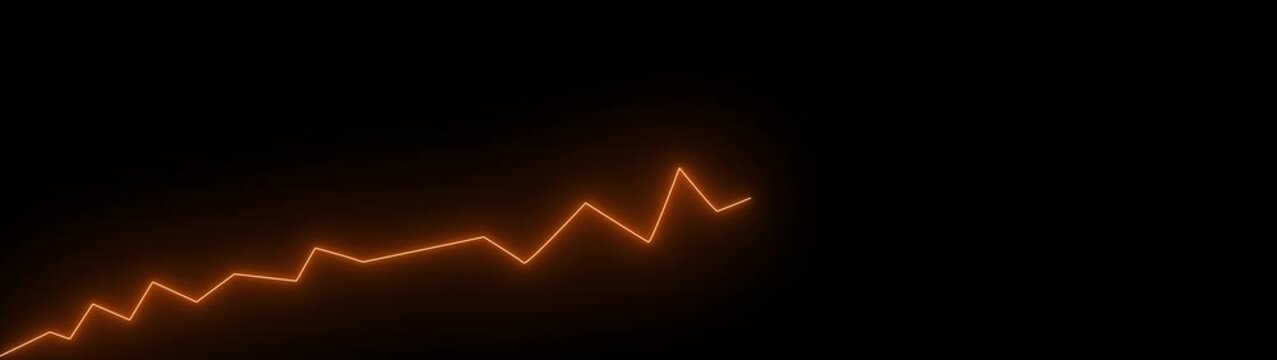 Market Recovery Concept. Successful growth trend blue line graph going Up.Abstract neon line arrow down business graph