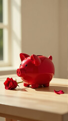 Heart Shaped Piggy Bank Savings Concept for Couples