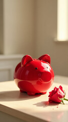 Heart Shaped Piggy Bank Savings Concept for Couples