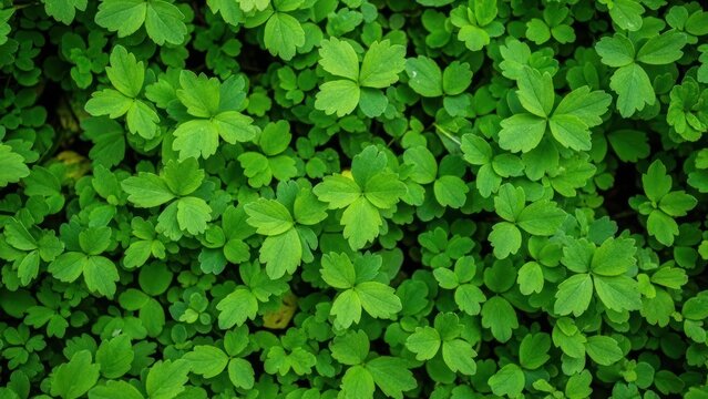 Lush Green Clover Leaves in Nature.