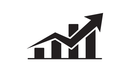 A black and white graph illustration showing an upward trend with a prominent arrow
