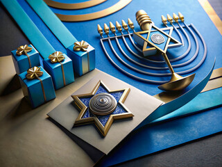 a blue and gold hanzo with a star of david