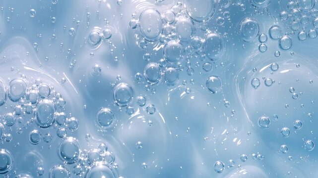 Blue hydrating gel texture with bubbles for cosmetic formulation