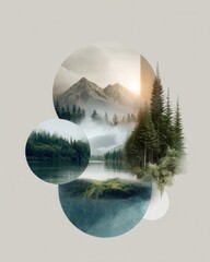 Majestic mountain landscape with serene lake nature gigapixel art tranquil environment panoramic view