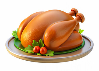 a turkey on a plate with a tomato