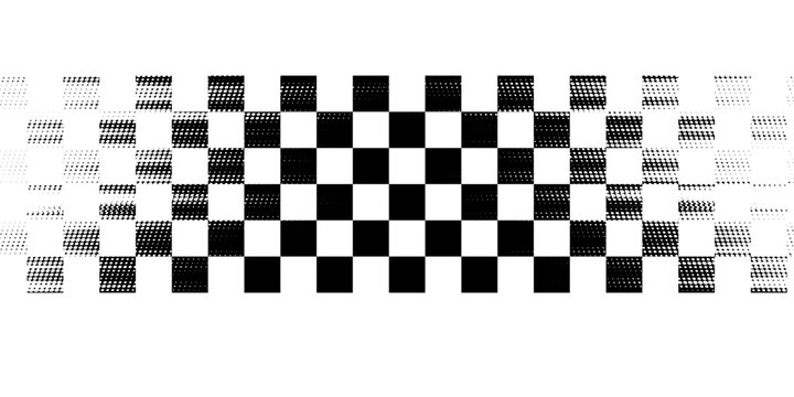 Black and white checkered rectangular frame. Square racing checkerboard pattern. Chessboard geometric pattern. Rally checkerboard pattern. Finish racing frame. Vector illustration on white background