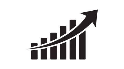 Graph showing upward trend with increasing bars and arrow