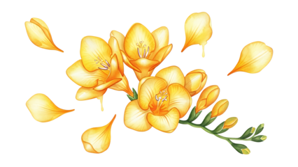 Vibrant Yellow Flowers in Full Bloom Against a Clean White Background