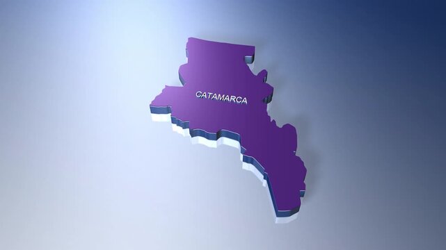 Map of Argentina province Catamarca in 3D Animation