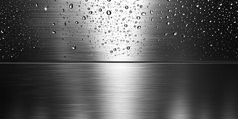 Obraz premium Polished stainless steel surface with water droplets present Generative AI