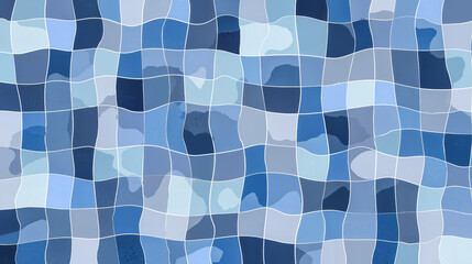 Digital illustration showing a seamless pattern of blue tiles