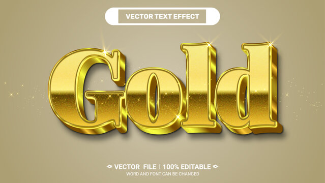 Premium 3d shiny gold editable vector text effect with metallic gradient and sparkling glow illustration.