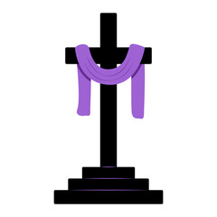 Holy week christian cross with shroud illustration