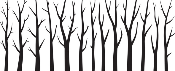 Vector black silhouette of a bare tree