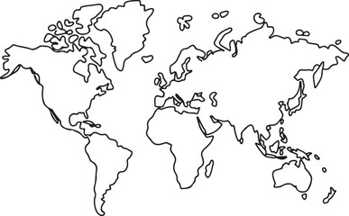 Vector illustration World map outline on white isolated background