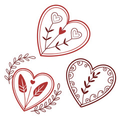 Decorative hearts with floral designs