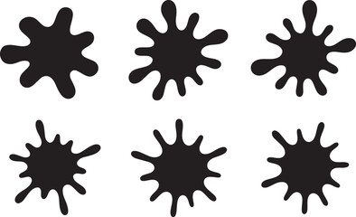 Vector set of ink splashes, blots. Splatter collection