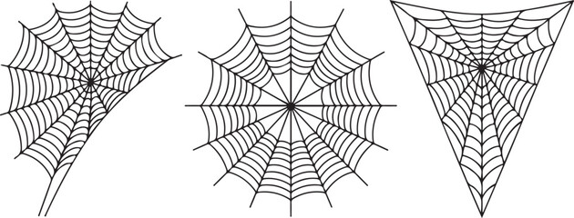 Vector Set of spider web on white