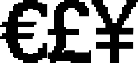 Obraz premium Major world currency symbols pixel art illustration finance concept.