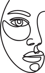 Woman face line drawing art. Abstract minimal female face icon, logo