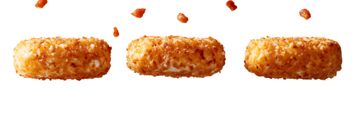 Three rectangular pieces of food against transparent background