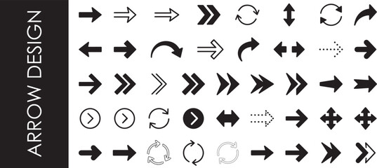 Collection of various black arrows and direction symbols for design and navigation purposes on a white background  various arrow designs