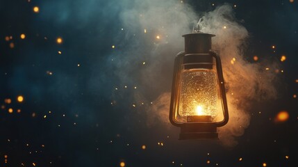 Vintage Lantern Lighting in Smoky Atmosphere
