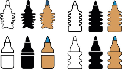Collection of various marker pen icons in different colors and styles