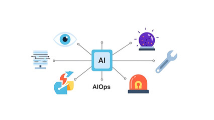 AI-powered AIOps process with IT data inputs and outputs
