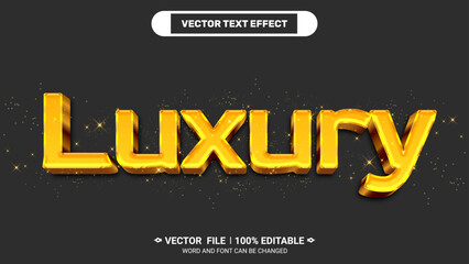 Luxury 3d editable gold vector text effect with elegant golden texture and sparkling light on a dark background.