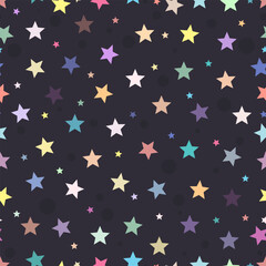 Colorful Seamless Star Pattern On Dark Background