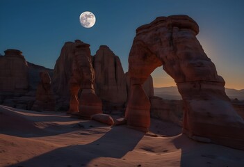 Delicate Arch Moonrise in Arches National Park, Utah