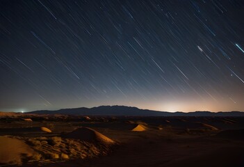Desert Star Trails Over Merzouga Dunes at Night
