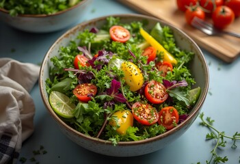  Fresh, colorful, healthy salad with vibrant vegetables